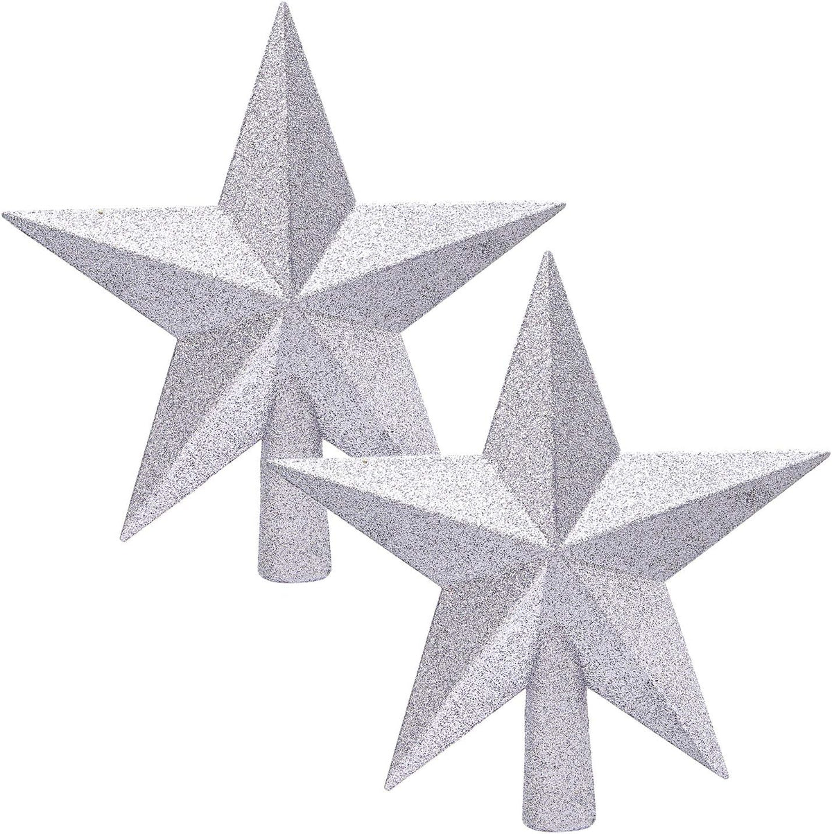 Aneco 2 Pack Glittered Christmas Tree Topper Star Treetop for Small Christmas Tree Decoration or Home Decor, Hard Plastic