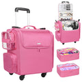 Relavel Rolling Makeup Train Case, Hairstylist Traveling Bag with 4 Wheels, Heat Insulation Full Layer, Adjustable Dividers, Hair Tools and Cosmetics Storage Organizer Trolley Suitcase Makeup Cart