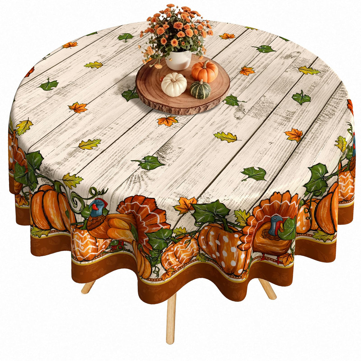 Fall Thanksgiving Tablecloth Waterproof Pumpkin Table Cloths for Autumn Harvest Indoor Outdoor Dining Room Decor-60 * 84" Oval