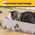 Conlun Cat Scratcher Box, Cardboard Pad, Bed for Indoor Cats, White