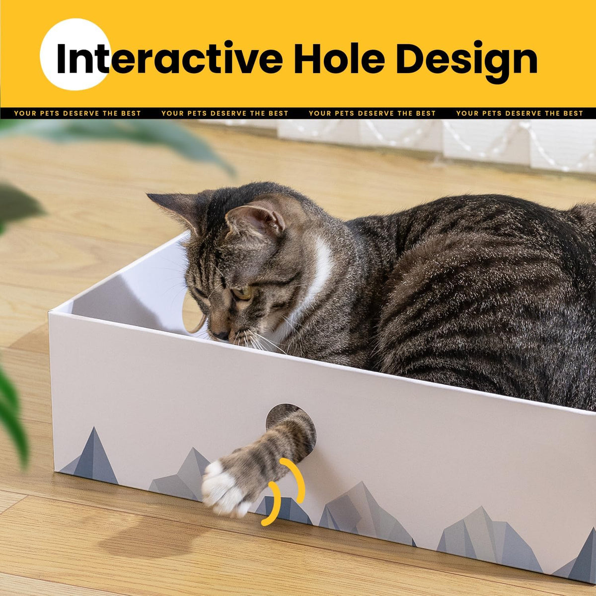 Conlun Cat Scratcher Box, Cardboard Pad, Bed for Indoor Cats, White