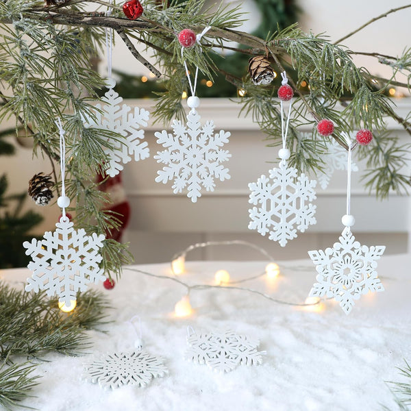 16 Pieces White Snowflakes Ornaments Christmas Tree Decorations