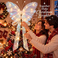 Blueweenly White Butterfly Christmas Tree Topper with Lights, 3D 20" Large
