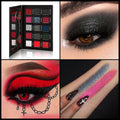 DE'LANCI Red Black Goth Eyeshadow Palette, Red Eyeshadow Goth Makeup Palette, Gray Silver Shimmer Glitter Eye shadow Pallet, Burgundy Eye Shadow for Vampire Clown Halloween Makeup,High Pigment,Vegan