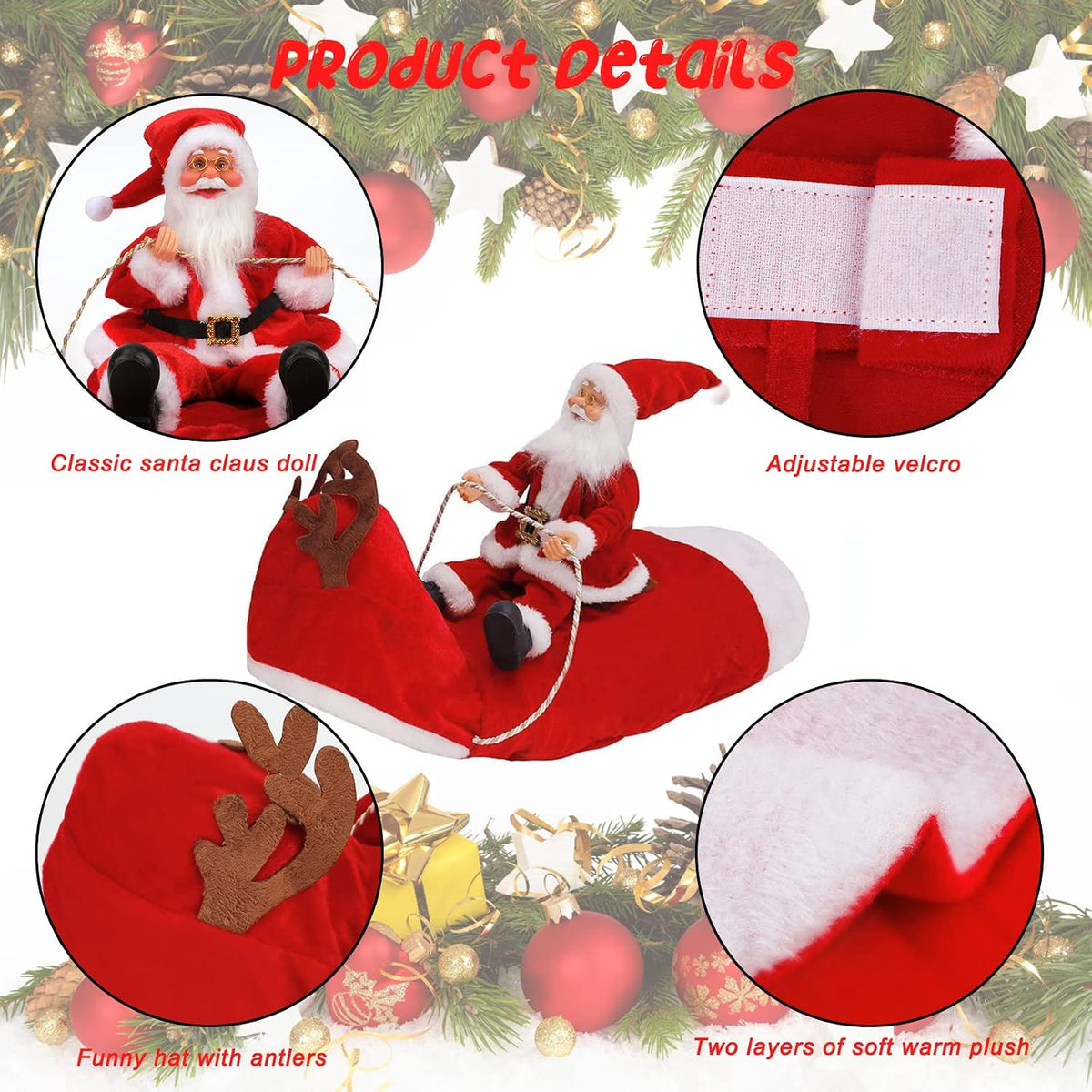 Santa Dog Costume, Dog Christmas Outfit, Riding Pet Costume, Size M