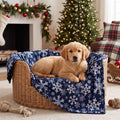 Horaldaily Christmas Navy Blue Snowflakes Flannel Pets Blanket 30x40