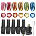 Beetles Halloween Cat Eye Gel Nail Polish Set, 6 Colors Glitter Gel