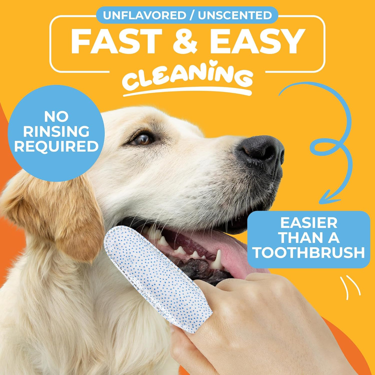 Paw Science Dog & Cat Teeth Cleaning Wipes - Dental Finger Wipes for Cats & Dogs - Pet Toothbrush & Tooth Brushing Kit - Effective Teeth Cleaner (Unscented)
