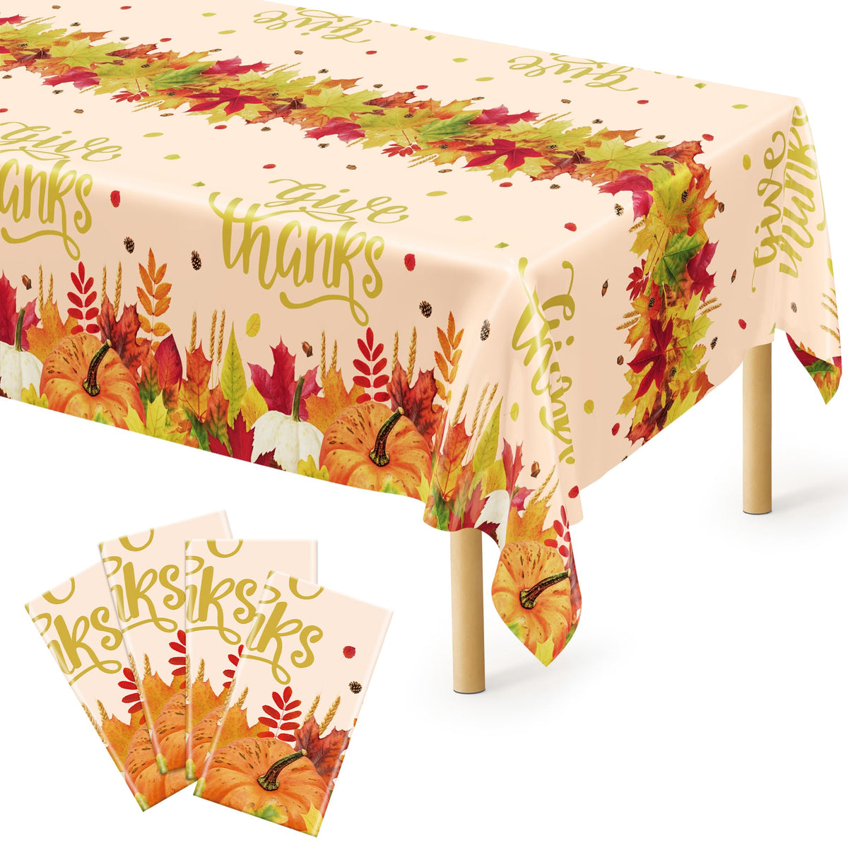 3 Pack Thanksgiving Tablecloths, 108" x 54" Disposable Turkey Table Cloth