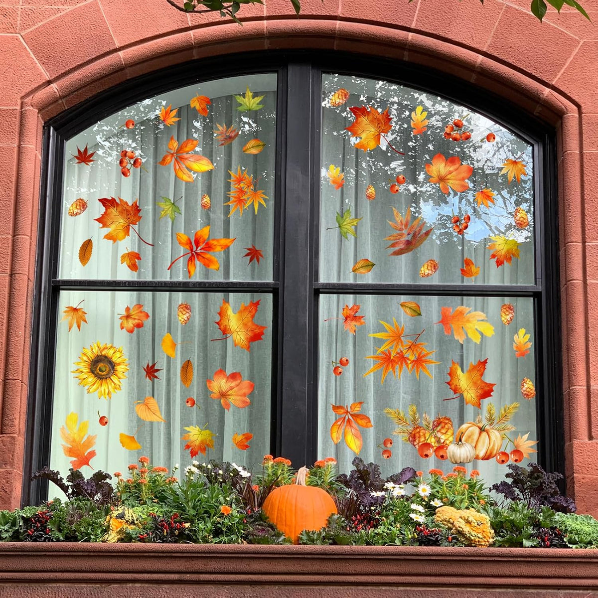Fall Window Clings, Double-Sided Autumn Decorations
