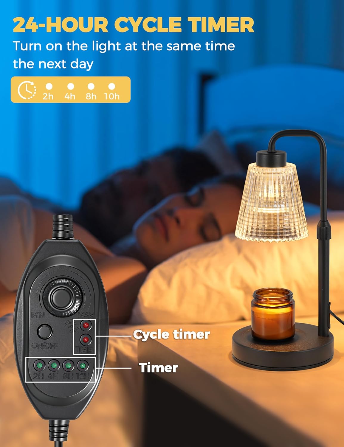 GODONLIF Candle Warmer Lamp with Timer, Birthday Gifts for Women Home Decor | 24h Cycle Timer Dimmable Wax Melt Warmer with 2 Bulbs, Fall Decor for Home Living Room Halloween Decorations Gifts for Mom