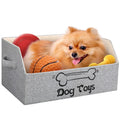 2X Thicker Large Cat Toy Bin Collapsible Cat Toy Box Sturdy Cat Toy Basket Kitten Toy Storage Bed for Organizing Cat Toys Treats Clothes and Accessories (Grey)