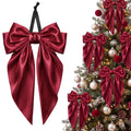 Thiccywoov 12 Pcs Satin Bow for Christmas Tree, Dark Green Long Tail Bows