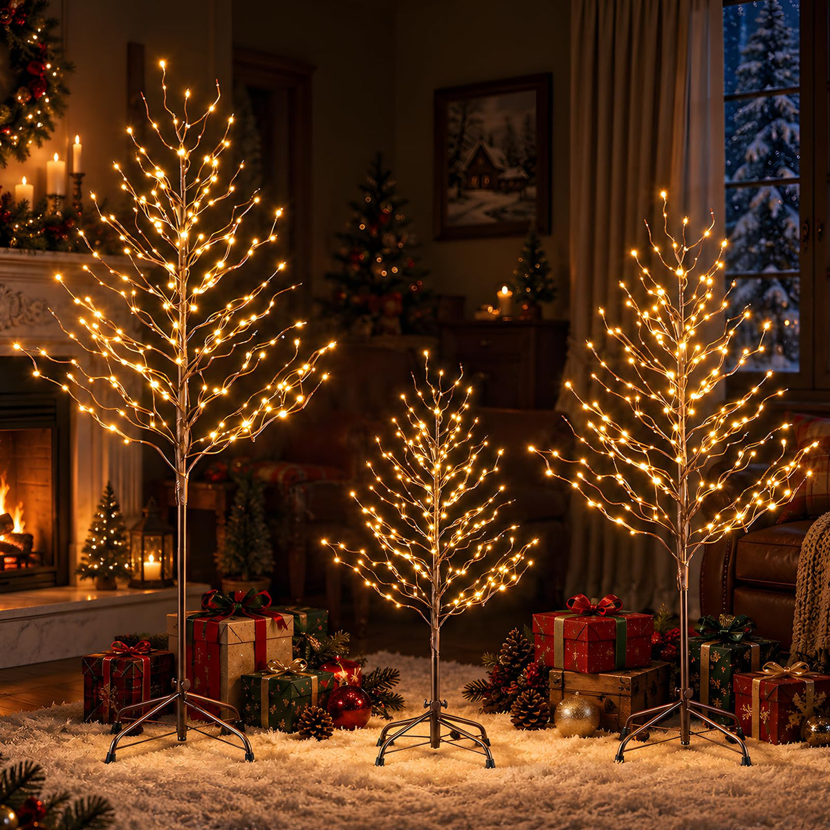 DUMOS 5 Ft Lighted Star Christmas Twig Tree with 200 LED Lights, Xmas Decor
