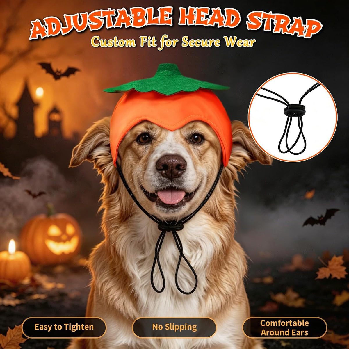 Rypet Dog Pumpkin Costume, Halloween Cape & Hat for Large X-Large Dogs, XL