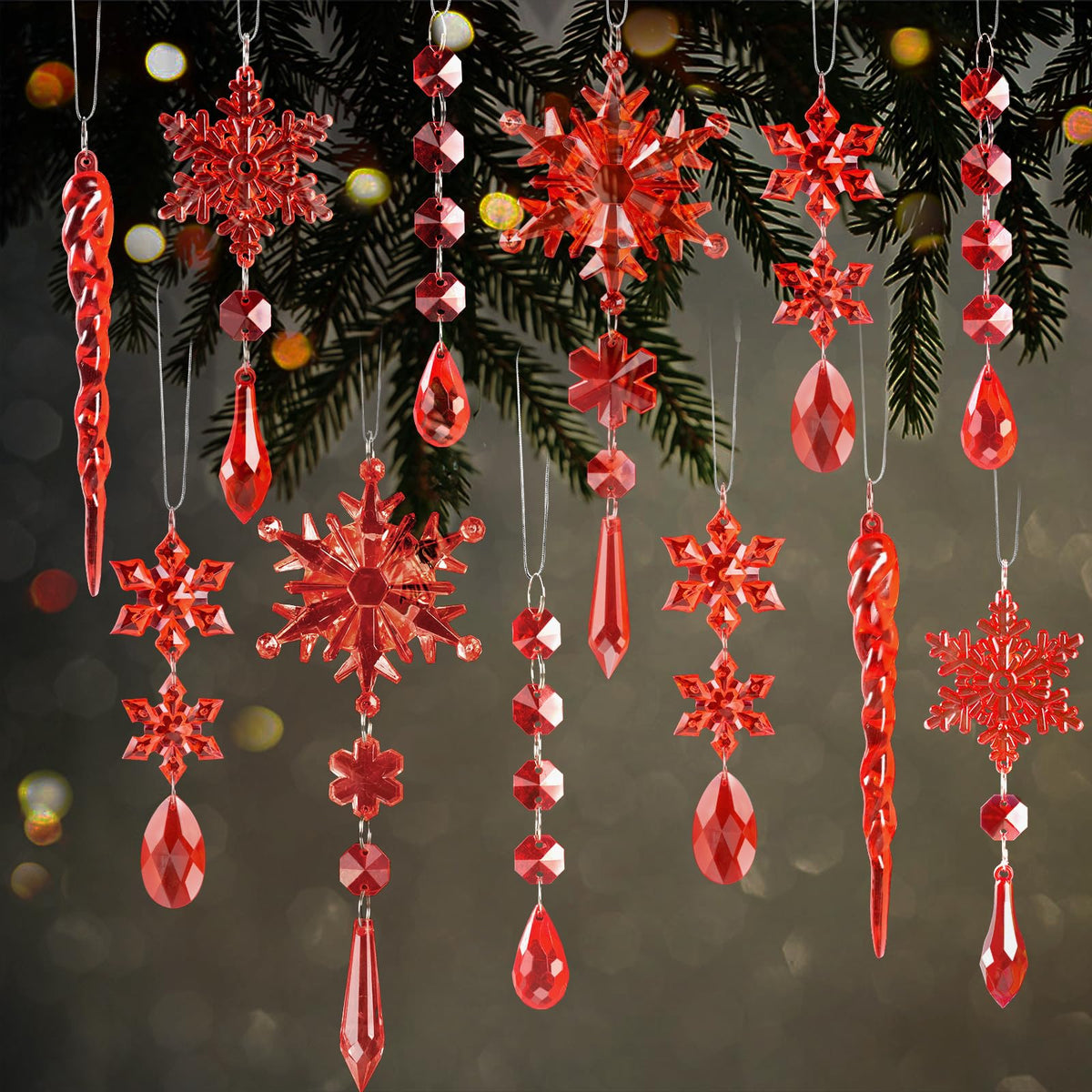 Crystal Ornaments for Christmas Tree Winter Wonderland Decorations