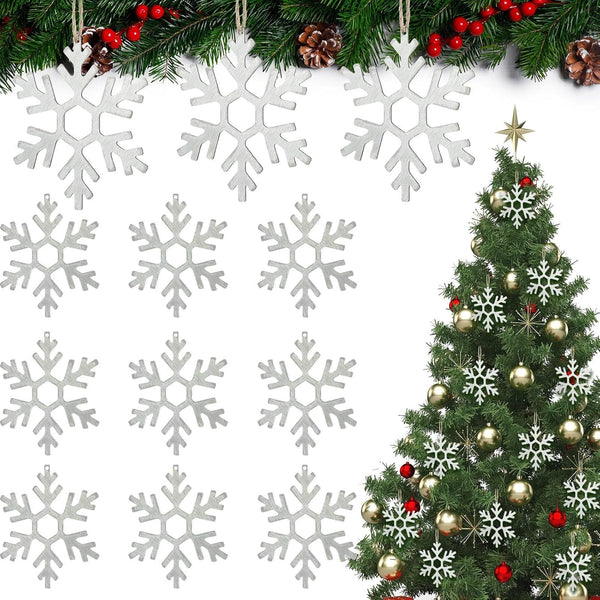 Shimeyao 12 Pcs Christmas Metal Snowflake Ornaments Winter Metal Hanging Tree Decorations Winter Christmas Decor for Tree Crafts for Home Indoor Outdoor Holiday Party(Hexagonal Snowflake)