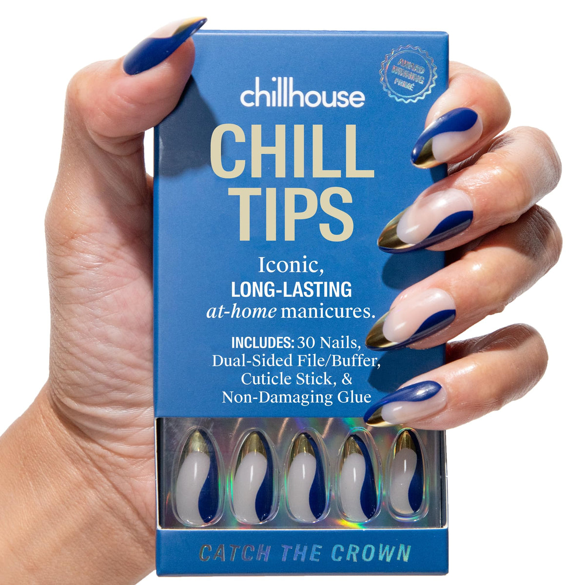 Chillhouse - Chill Tips, Press on Nails Kit - Sea Siren (Almond) - 30 Nail Shapes & Sizes - Up to 2 Weeks of Wear - Customizable Fit - Reusable - Latina Founded & Women Owned - Beauty & Self Care