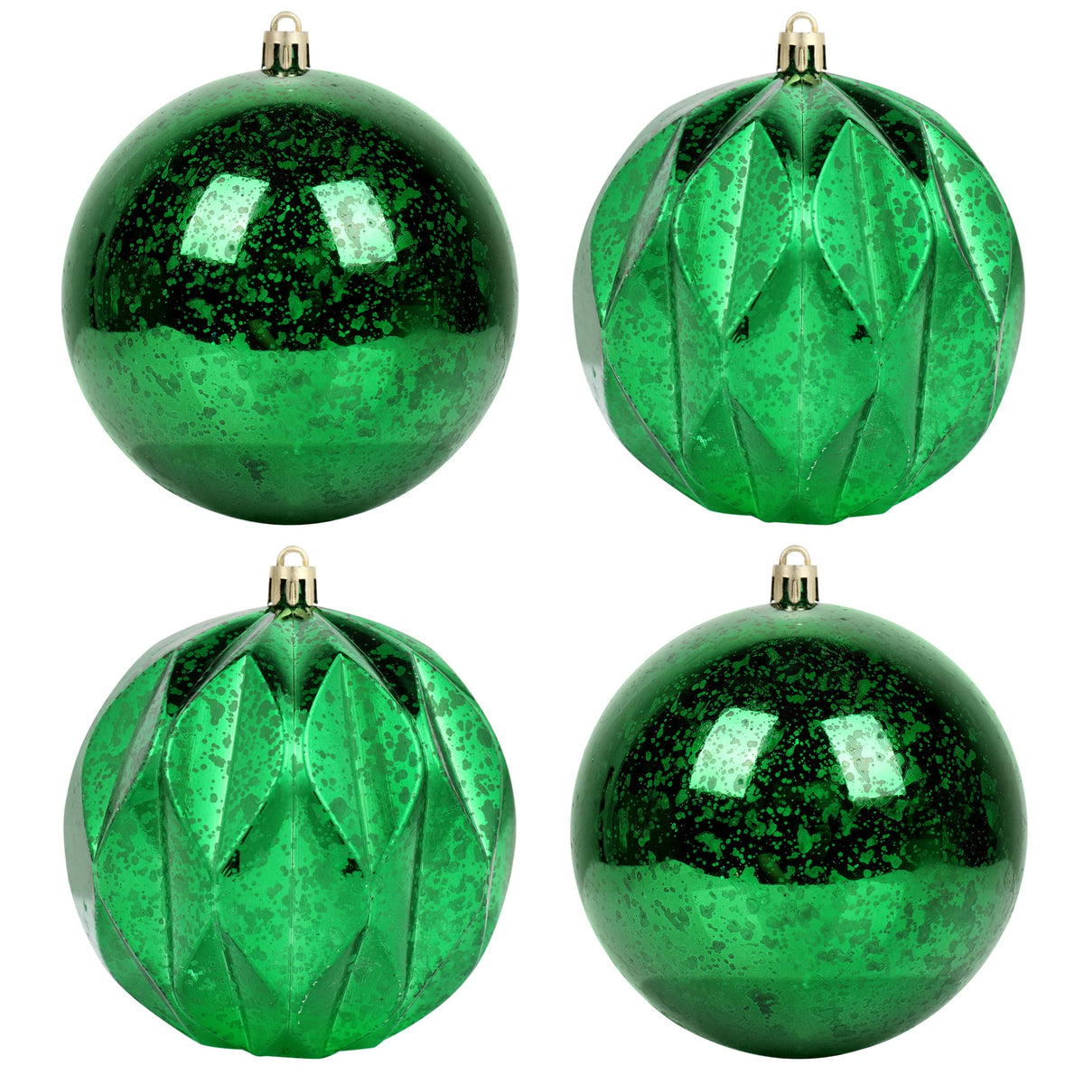 Extra Mercury Hanging Shatterproof Tree Ball Christmas Ornaments(Gold, 4 inch/4 Pcs)