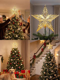 BrizLabs Gold Star Christmas Tree Topper, 8.5 in Lighted 5-Point Tree Star