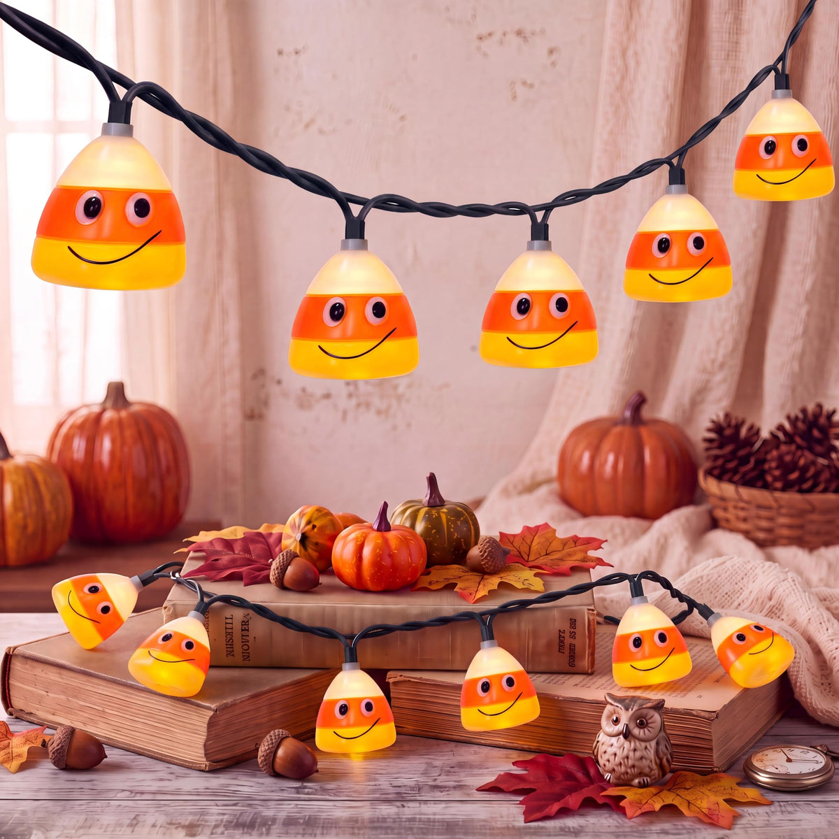 8.5 FT Fall String Lights with 10 LED 3D Acorn Plug in Autumn Décor Lights
