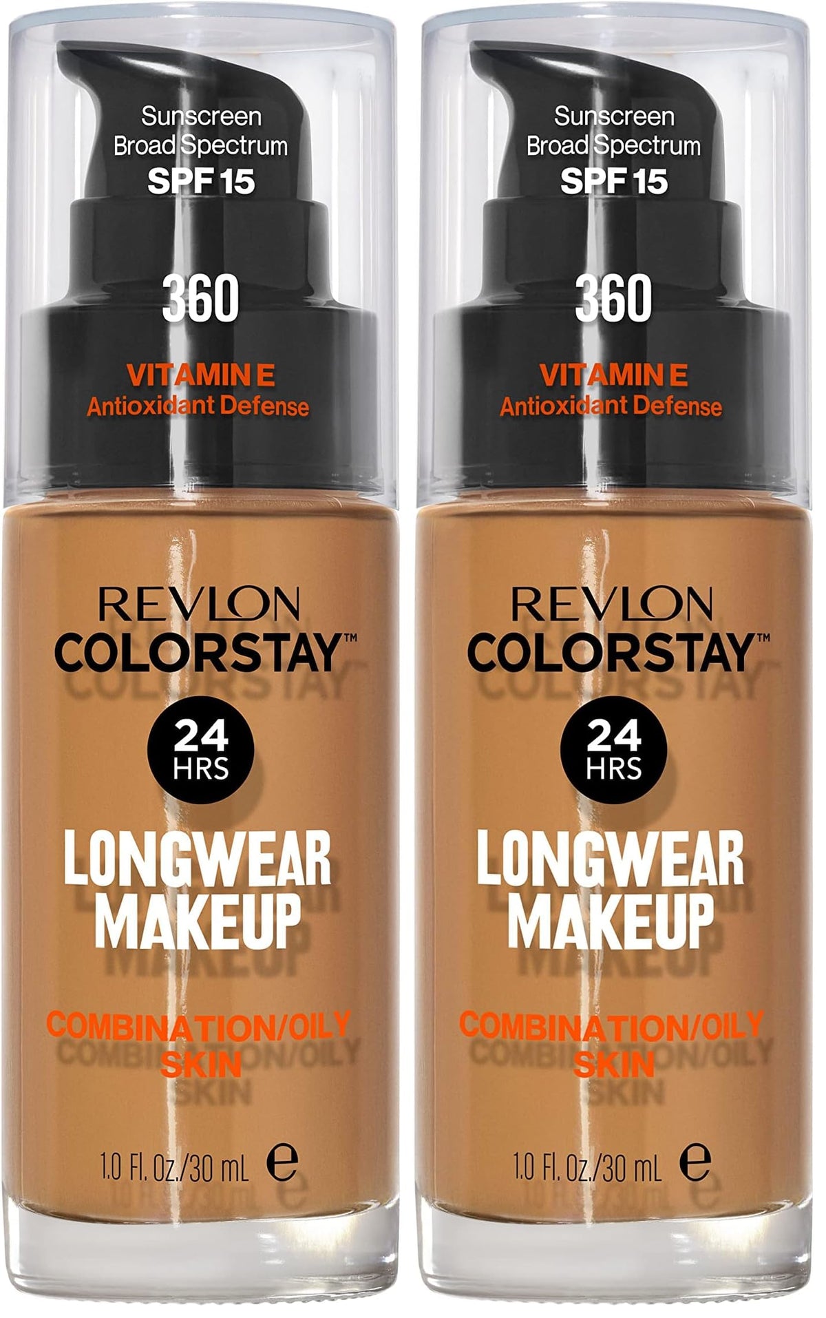 Revlon Liquid Foundation, ColorStay Face Makeup for Combination & Oily Skin, SPF 15, Medium-Full Coverage with Matte Finish, 360 Golden Caramel, 1 Fl Oz