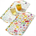 Thanksgiving Serving Trays with Handles, 19 x 11.6 Inch, Set of 2, Bamboo Fiber Serving Platter, Dishwasher Safe, with Removable Silicone Mats, Turkey and Fall Plaid