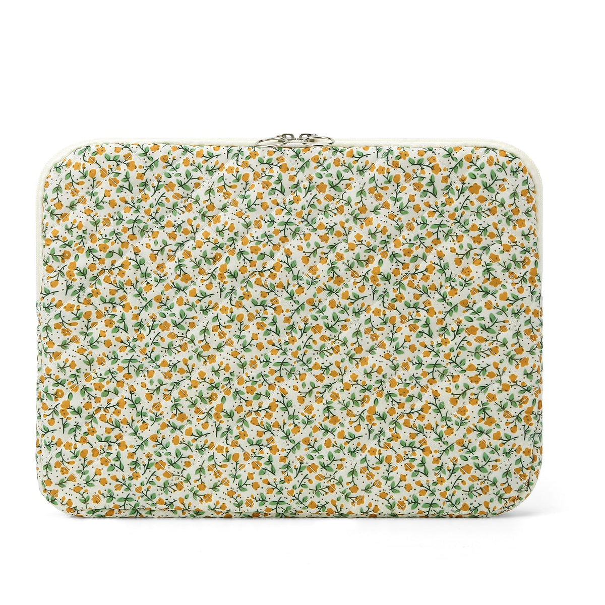 Puffy Laptop Sleeve 13 Inch Cute Quilted Laptop Protective Case Padded Floral Computer Sleeve for MacBook (A-Blue, 13 Inch)