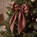 Thiccywoov 12 Pcs Satin Bow for Christmas Tree, Dark Green Long Tail Bows