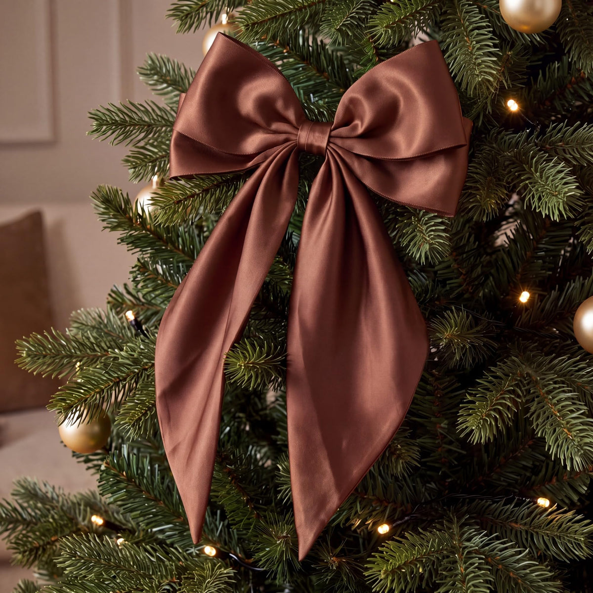 Thiccywoov 12 Pcs Satin Bow for Christmas Tree, Dark Green Long Tail Bows
