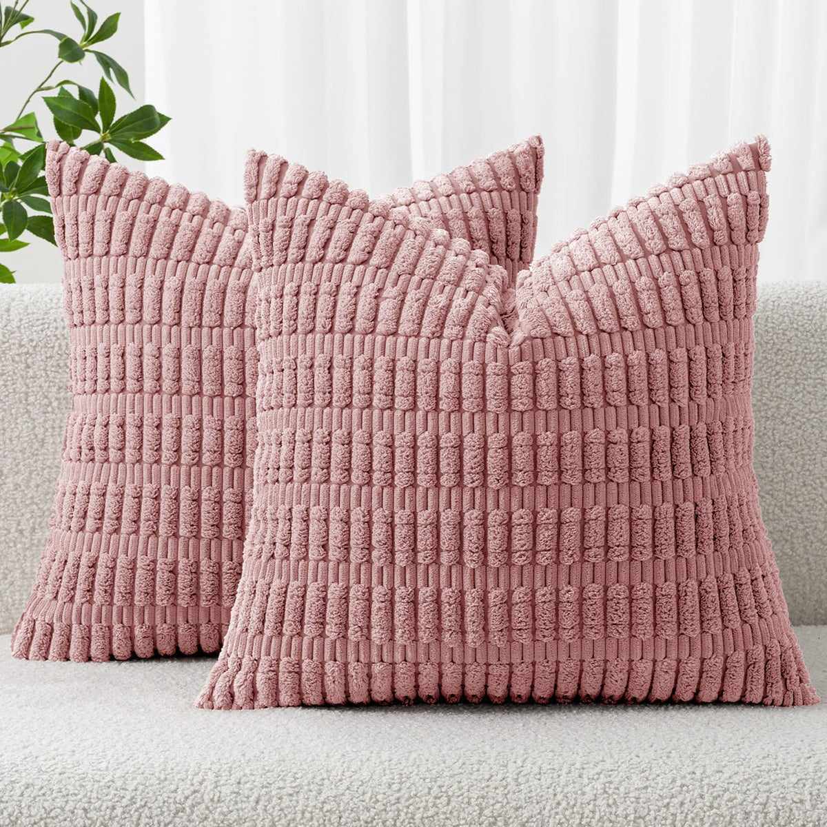 MIULEE Fall Decorative Throw Pillow Covers 18x18 Dark Rust Pack of 2
