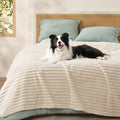 Bedsure ComfyFleece™ Waterproof Dog Blankets for Large Dogs,50x60 Cream | Soft Plush Couch Cover,Washable Corduroy Fleece for Furniture Protector,Cozy Calming Reversible Pet Blanket for Senior Dogs