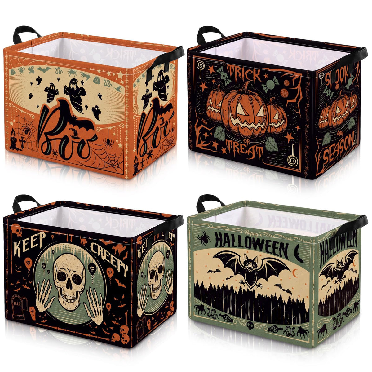 4 Pcs Thanksgiving Storage Basket Empty with Handles, Large Fabric