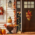 Fall Wooden Porch Sign 47" Autumn Pumpkin Maple Leaf Front Door Welcome Sign Vertical Standing Sign For Garden Home Yard Farmhouse Thanksgiving Decor