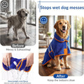 Dog Bathrobe, Super Absorbent for Small to Large Dogs, Dark Blue XL | Dog Robes with Soft Fleece, Warm & Cozy, Adjustable Fit, and Quick Drying Coat for Baths Swimming and Grooming