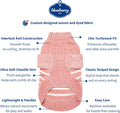 Blueberry Pet Cozy Soft Chenille Classy Striped Dog Sweater in Dusty Rose, Back Length 12", Pink Clothes for Dogs