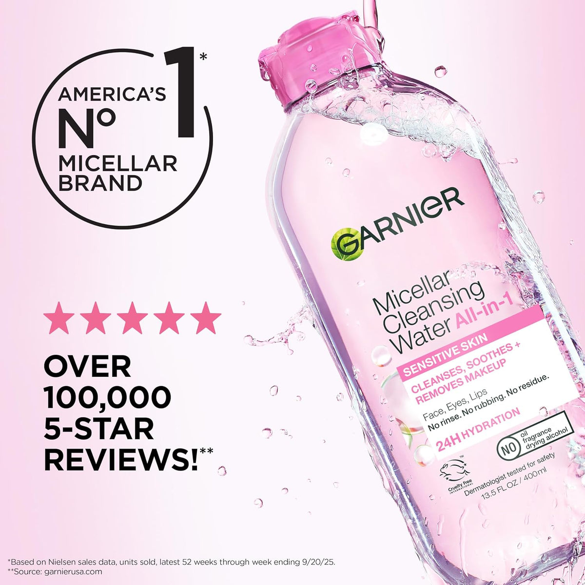 Garnier Micellar Water, Facial Cleanser & Makeup Remover, 3.4 Fl Oz
