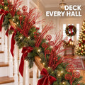 48 Pcs Red Christmas Tree Picks and Sprays Glitter 17" Berry Stems