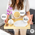 Home Redefined 17.5"x12" Gold Glossy Crocodile Faux Leather Serving Tray Beautiful Modern Elegant Decorative Tray with Handles Ottoman Coffee Table Tray for All Occasion's