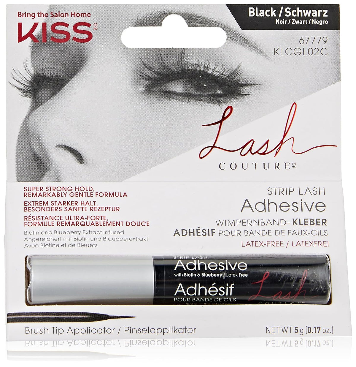 KISS Looks So Natural False Eyelashes Shy' 12mm, 5 Pairs, Lash Couture Lash Glue, Black Adhesive, Strip Lashes