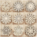 Wooden Snowflakes Ornaments Rustic Christmas Decorations for Tree Crafts