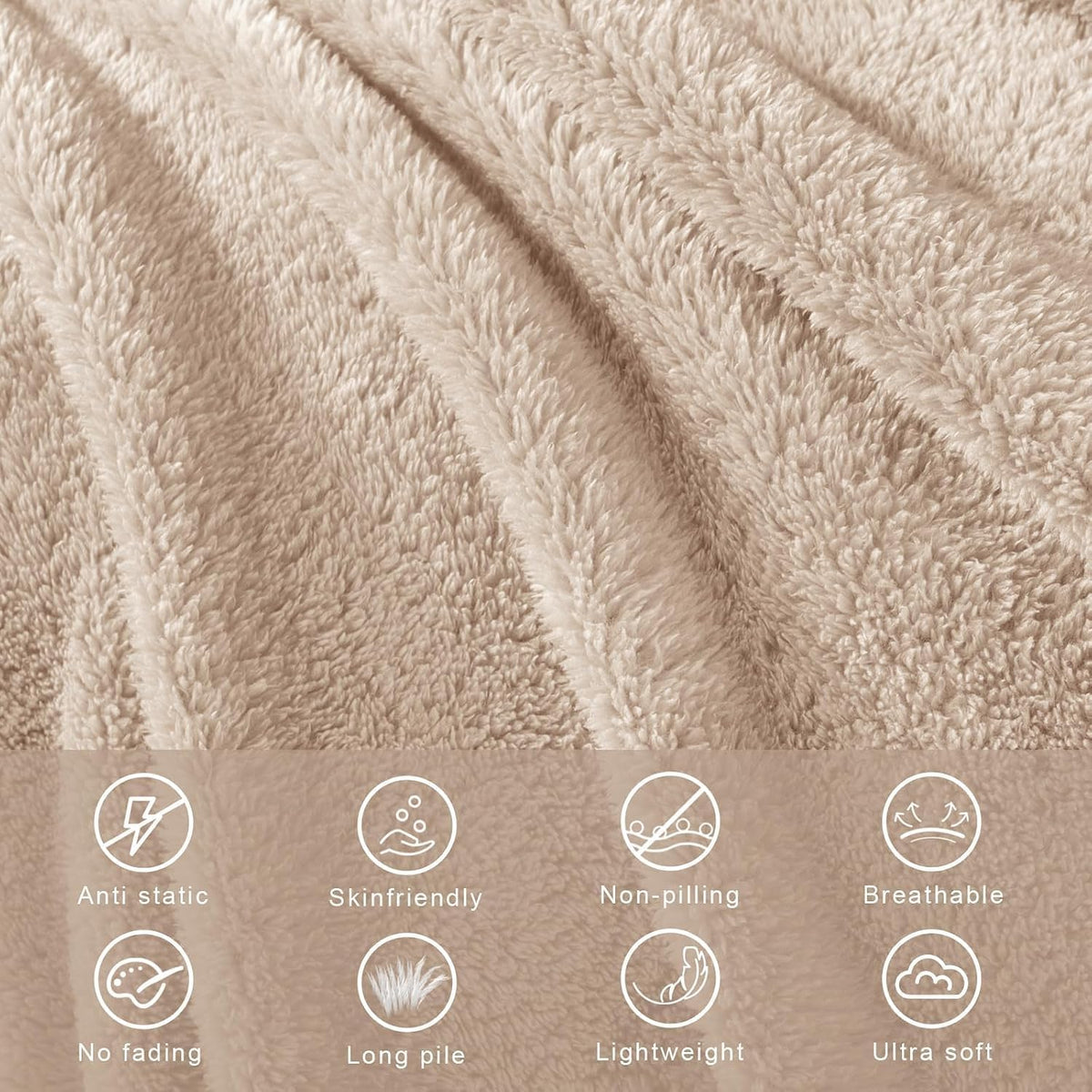 Exclusivo Mezcla Soft Plush Fleece Throw Blanket for Couch Camel