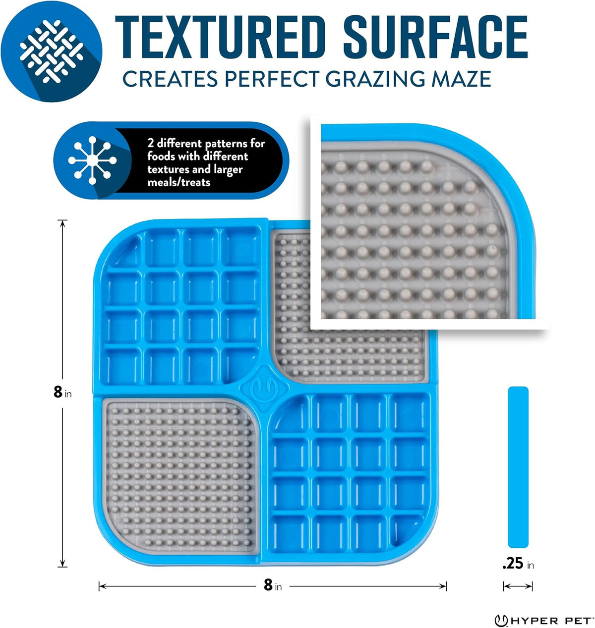 Hyper Pet IQ Treat Lick Mat for Dogs & Cats, Slow Feeder Enrichment Toys | Alternative to puzzle bowls and snuffle play, calming activity eases boredom and stress, spread soft snacks on the surface