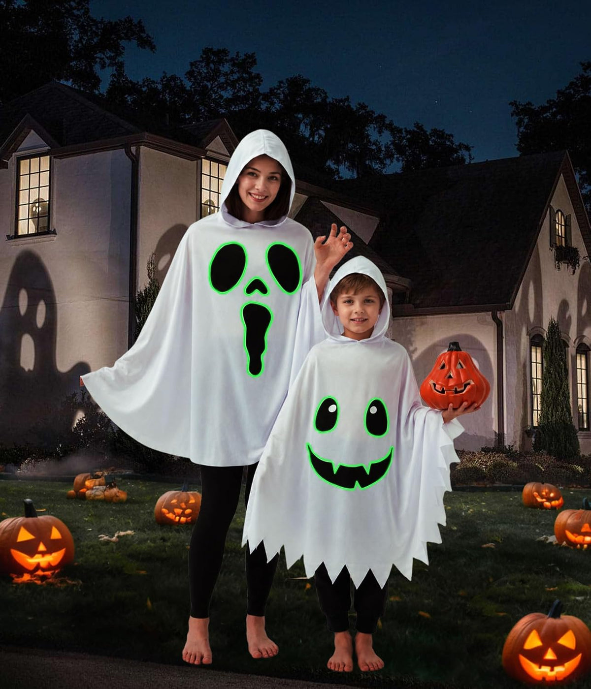 Kid Ghost Costume,Halloween Hooded Cape,Halloween Costume for Boys Girls