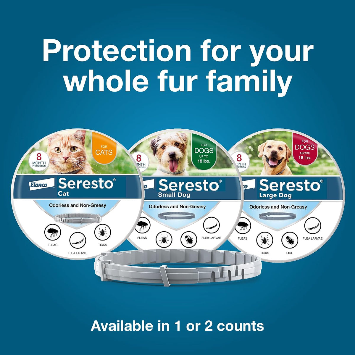 Seresto Flea & Tick Collar For Dogs Over 18 lbs., Treatment & Prevention, Vet-Recommend, 8 Month Protection