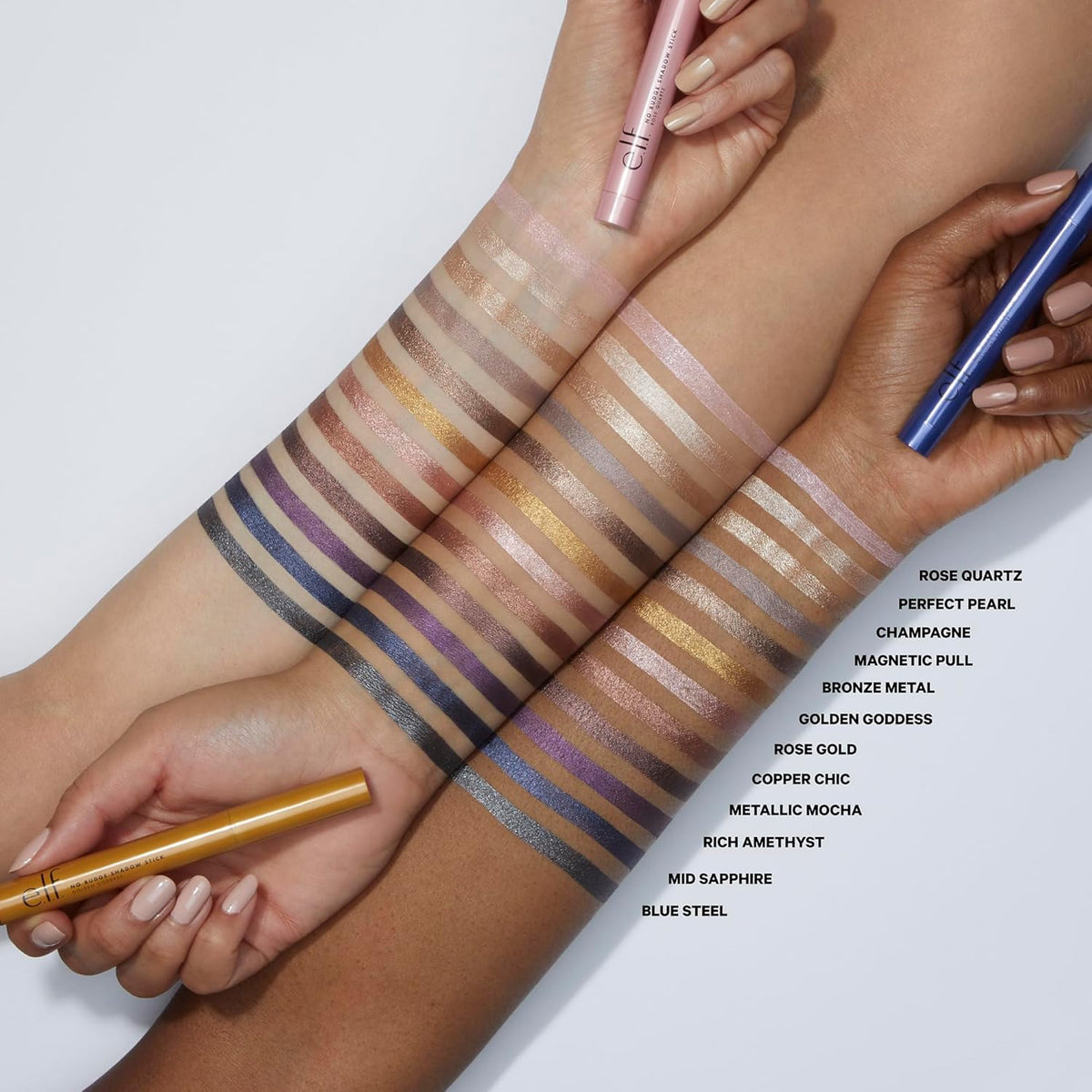 e.l.f. No Budge Shadow Stick, Long-Lasting Cream Eyeshadow Stick For High-Pigment, Metallic Color, Vegan & Cruelty-Free, Champagne Crystal