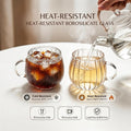 Clear Classic Glass Halloween Cups with Handle 12 Oz- Heat-Resistant Cute Pumpkin Coffee Mugs for Home, Office, Party Drinking Cups Microwave Safe (2Pcs)