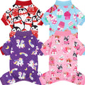 4 Pack Dog Christmas Pajamas Reindeer Puppy Clothes Cute Santa Claus Dog Pajamas Costumes Outfit Red Green Medium