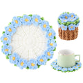 Crochet Flower Coasters, Handmade Bouquet Coasters with Crochet Plant Pot (Sunflower Yellow, 1Pc)