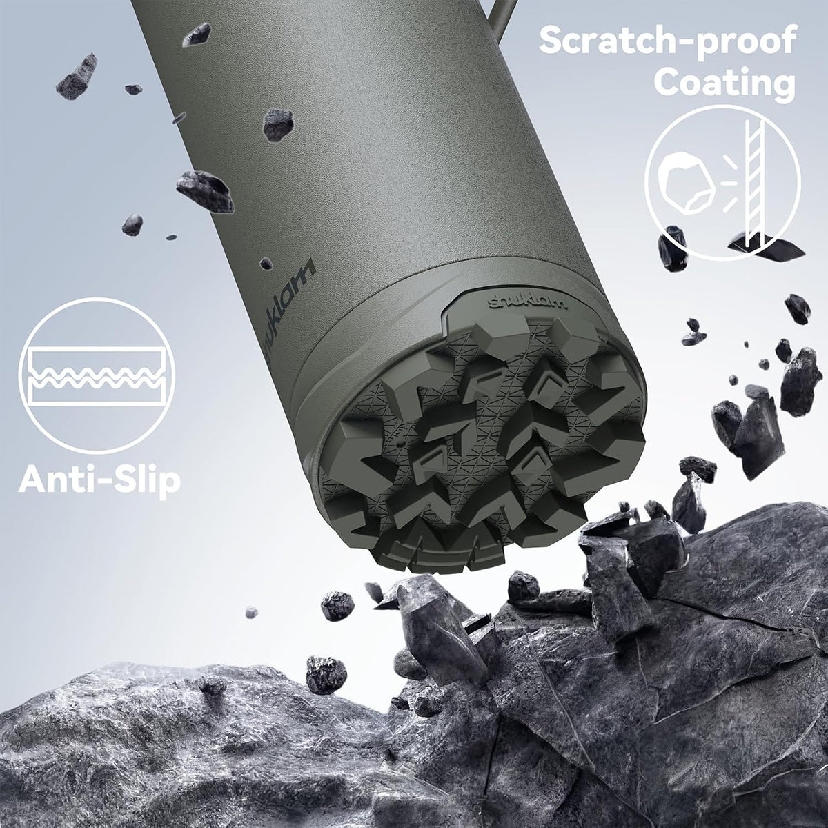 Outdoor Stainless Steel Insulated Tumbler ， One-Touch Splash-Proof Lid, Scratch-Resistant Coating, Non-Slip Base, Portable Carry Handle. Keeps Drinks Hot or Cold. Ideal for Gym, Camping. 19.6oz.